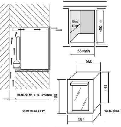 嵌櫃式酒櫃 安裝圖